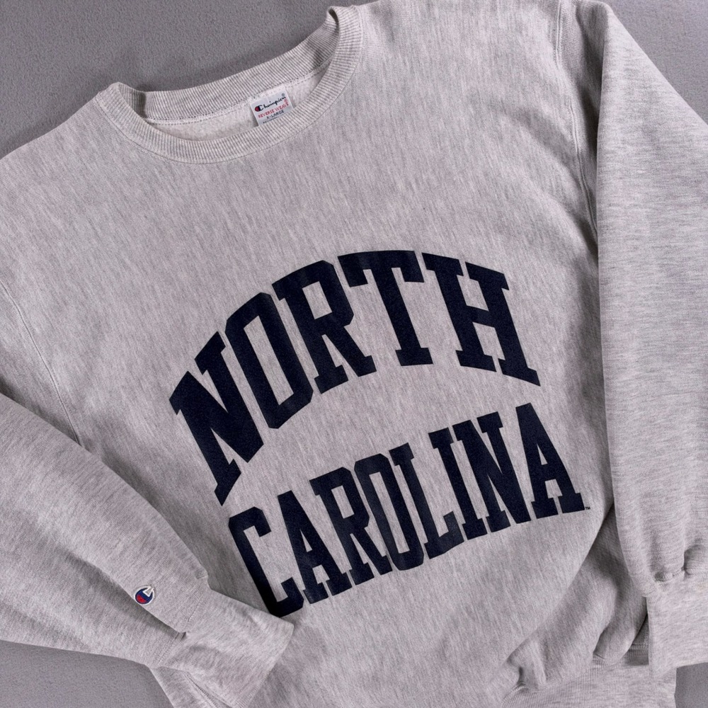 Champion Reverse Weave Sweatshirt North Carolina XL Gray Block Letter Graphic